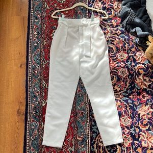 BB Dakota High Waist Belted White Pants